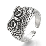 Alloy Cuff Finger Rings, Wide Band Rings, Owl, Antique Silver, US Size 9 3/4(19.5mm)(RJEW-N027-36)