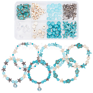 DIY Tortoise Starfish Bracelets Making Kits, Including Synthetic Turquoise & Alloy & Glass Beads, Shell Shape Alloy Enamel Pendants, Turquoise, 160Pcs/box(DIY-SC0020-16)