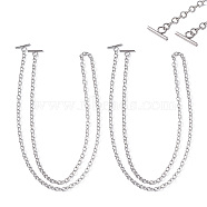 Iron Cable Chain Bag Handles, with T-Bar Clasps, for Purse Making, Platinum, 100cm(DIY-WH0366-55P)