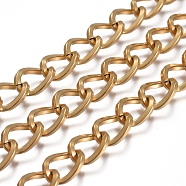 304 Stainless Steel Curb Chains, Unwelded, Golden, 12x8x2mm(CHS-I004-12G)