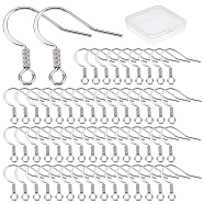 100Pairs Brass Earring Hooks, with Horizontal Loop, Ear Wire, Long-Lasting Plated, Real Platinum Plated, 16.7mm, Hole: 2.2mm, 22 Gauge, Pin: 0.6mm(KK-CN0001-78)