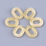 Acrylic Linking Rings, Quick Link Connectors, For Jewelry Chains Making, Imitation Gemstone Style, Oval, Wheat, 24x18x5mm, Hole: 13x7mm, about 380pcs/500g(OACR-S021-18B-10)