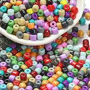 Baking Paint Pearlized Glass Seed Beads, Round Hole, Cylinder, Mixed Color, 4.5x3.5mm, Hole: 1.2mm, about 5625pcs/pound(SEED-C001-04A-13)