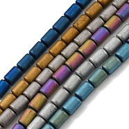 Electroplated Synthetic Non-magnetic Hematite Beads Strands, Frosted, Column, Mixed Color, 3.7~3.8x5.8~5.9mm, Hole: 0.8mm, about 65pcs/strand, 15.75''(40cm)(G-Z032-I02-10)