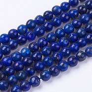 Dyed Natural Lapis Lazuli Bead Strands, Round, 6mm, Hole: 1mm, about 65pcs/strand, 15.7 inch(G-R173-6mm-01)