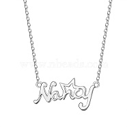SHEGRACE 925 Sterling Silver Pendant Necklaces, with Cable Chains, Word, Platinum, 15 inch(38cm)(JN925A)