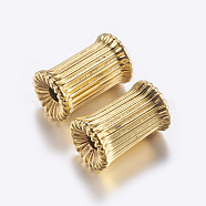 Brass Corrugated Beads, Plated, Column, Golden, 9x5.5mm, Hole: 2mm(KK-K197-31G)