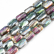 Electroplate Transparent Glass Beads Strands, Half Plated, Faceted, Rectangle, Light Sea Green, 7x4x3mm, Hole: 1mm, about 79~80pcs/strand, 20.47 inch(52cm)(EGLA-N002-25-D02)