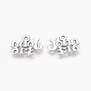 Tibetan Style Alloy Pendants, Christian Charms, John 3:16, Lead Free and Cadmium Free, Antique Silver, 18.5x13x1mm, Hole: 2mm(X-EA9098Y)