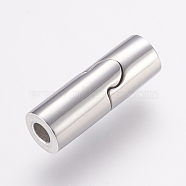304 Stainless Steel Magnetic Clasps with Glue-in Ends, Column, Stainless Steel Color, 20mm, Hole: 3mm(STAS-E138-01P)
