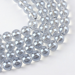 Electroplate Glass Beads Strands, Rainbow Plated, Round, Gainsboro, 5.5x6~6.5mm, Hole: 1mm, about 136pcs/strand, 29.1 inch(X-EGLA-Q062-6mm-A07)