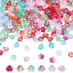 240Pcs 6 Color Electroplate Glass Beads, Trumpet Flower, Mixed Color, 8.5x8x5.5mm, Hole: 1mm, 40Pcs/color(EGLA-SC0001-11)