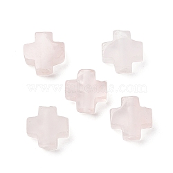 Natural Rose Quartz Beads, Cross, 8x8x3mm, Hole: 1.2mm(G-K369-04E)