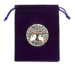 Velvet Jewelry Storage Drawstring Pouches, Rectangle Jewelry Bags, for Witchcraft Articles Storage, Tree of Life, 15x12cm(WICR-PW0007-05C)