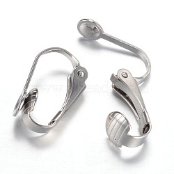 304 Stainless Steel Clip-on Earring Findings, Stainless Steel Color, 16x10x7.3mm(X-STAS-G081-63P)