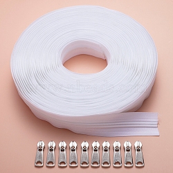 Nylon Zipper Tape, with Zipper Sliders, for DIY Sewing Tailor Craft Bag, White, 32x6mm(PW-WG004A7-02)