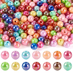 Pandahall 280Pcs 14 Colors Opaque Acrylic Beads, AB Color Plated, Round, Mixed Color, 10x9mm, Hole: 2mm, 20pcs/color(MACR-TA0001-39)