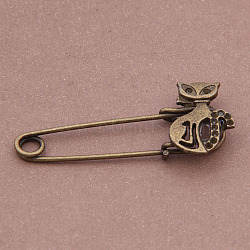 Alloy Brooch Rhinestone Settings, Cat, Tibetan Style, Antique Bronze, 22x16mm(JEWB-N0004-001H)