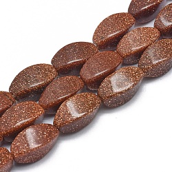 Synthetic Goldstone Beads Strands, Oval, 14~15x7~8mm, Hole: 1mm, about 25pcs/strand, 15.3 inch(39cm)(G-G793-22A-01)