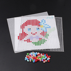 DIY Melty Beads Fuse Beads Sets: Fuse Beads, ABC Plastic Pegboards, Pattern Paper and Ironing Paper, Girl Pattern, Square, Colorful, 14.7x14.7cm(X-DIY-S033-031)
