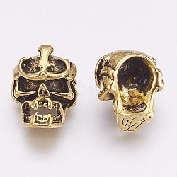 Tibetan Style Alloy Beads, Skull, Antique Golden, 16x13x10mm, Hole: 2.5mm(X-PALLOY-K234-02AG)