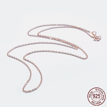 925 Sterling Silver Cable Chain Necklaces, with Spring Ring Clasps, with 925 Stamp, Real Rose Gold Plated, 18 inch(45cm)