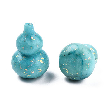 Natural Quartz Display Decorations, with Natural Opal Powder, Dyed & Heated, Gourd, Feng Shui Ornaments for Wealth, Luck, Medium Turquoise, 40.5x27mm