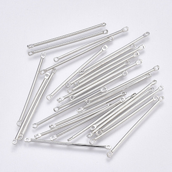 Iron Bar Links connectors, Nickel Free, Platinum, 35x2x1.2mm, Hole: 1mm
