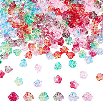 240Pcs 6 Color Electroplate Glass Beads, Trumpet Flower, Mixed Color, 8.5x8x5.5mm, Hole: 1mm, 40Pcs/color