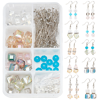 SUNNYCLUE DIY Jewelry Earring Making Kits, include  Glass Beads, Brass Rhinestone Spacer Beads & Brass Earring Hooks, Iron Spacer Beads & Eye Pin, Platinum & Silver, 146pcs/box