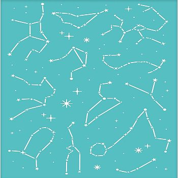 Self-Adhesive Silk Screen Printing Stencil, for Painting on Wood, DIY Decoration T-Shirt Fabric, Turquoise, Constellation Pattern, 195x140mm