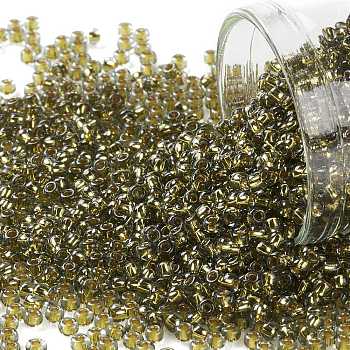 TOHO Round Seed Beads, Japanese Seed Beads, (758) Gold Lined Black Diamond, 11/0, 2.2mm, Hole: 0.8mm, about 1103pcs/10g