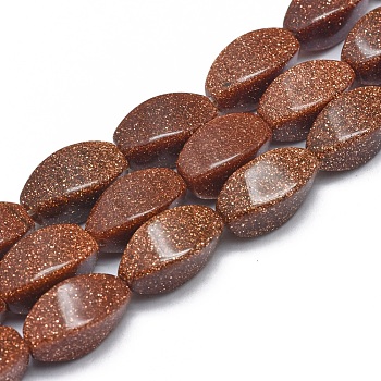 Synthetic Goldstone Beads Strands, Oval, 14~15x7~8mm, Hole: 1mm, about 25pcs/strand, 15.3 inch(39cm)