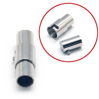 304 Stainless Steel Locking Tube Magnetic Clasps, Column, 18x6mm, Hole: 4mm