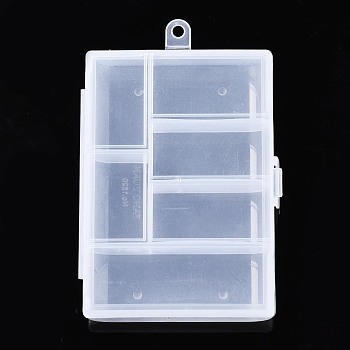 Rectangle Polypropylene(PP) Bead Storage Container, 6 Compartment Organizer Boxes, with Hinged Lid, for Beads Small Accessories, Clear, 11.7x8.5x2.4cm