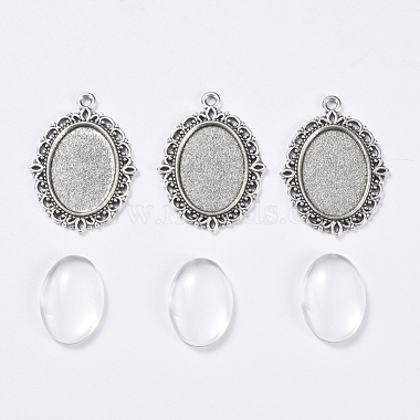 Clear Oval Alloy+Glass Pendant Making