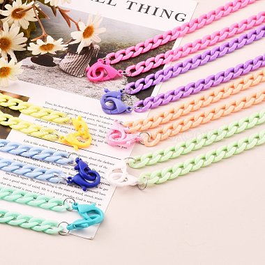 7Pcs 7 Colors Personalized Acrylic Curb Chain Necklace Sets(NJEW-JN03515)-2