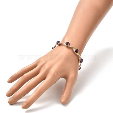 Bracelets en perles d'améthyste naturelle pour hommes femmes(BJEW-TA00012-03)-3