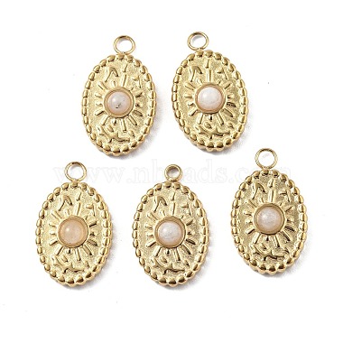 Real 18K Gold Plated Oval White Jade Pendants