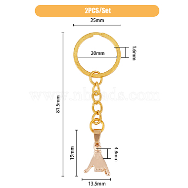 Pull Hook Gesture Alloy Pendant Keychain(KEYC-WH0036-36A)-2