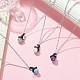 Natural & Synthetic Mixed Gemstone Witch Hat Pendant Necklace(NJEW-JN04386)-2