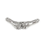 304 Stainless Steel Pendant, Hand in Hand Charm, Anti-Tarnish, Stainless Steel Color, 13x36.5x4mm, Hole: 1.6mm(STAS-F317-18P)