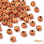 50Pcs Craft Style Acrylic Beads, Basketball, Coral, 11.5~12x10.5mm, Hole: 3.5~4mm(MACR-YW0003-86B)