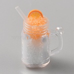 Plastic Pendants, Smoothie Milk Tea Charm, Orange, 39~45x28~32x20mm, Hole: 3mm(KY-WH0036-83C)