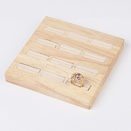 Wood Ring Displays, with Faux Suede, 12 Compartments, Square, PeachPuff, 15x15x1.8cm(RDIS-E007-01)