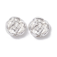 Alloy Spacer Beads, Long-Lasting Plated, Flower, Silver, 10x4mm, Hole: 1.6mm(FIND-B029-38S)