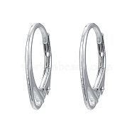 925 Sterling Silver Leverback Earrings, Carved with 925, Platinum, 17x11x2mm, Hole: 1x3mm, Pin: 1mm(X-STER-K168-022P)