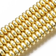 Electroplate Non-magnetic Synthetic Hematite Bead Strands, Rondelle, Golden Plated, 4x2mm, Hole: 1mm, about 180pcs/strand, 15.7 inch(X-G-Q465-19G)