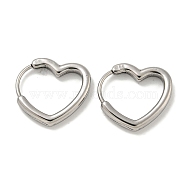 316 Surgical Stainless Steel Hoop Earrings, Heart, Antique Silver, 17x17mm(EJEW-D096-18A-AS)