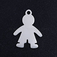 Non-Tarnish 304 Stainless Steel Pendants, Blank Stamping Tag, Boy, Stainless Steel Color, 17x12x1mm, Hole: 1.4mm(A-STAS-Q201-JN327-1)